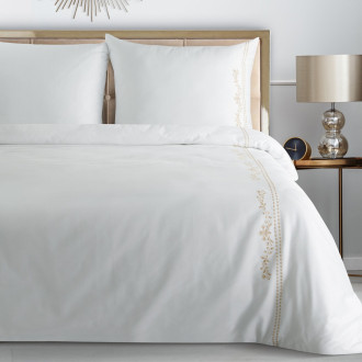 Obliečky 220x200 cm saténové bavlnené, biele a béžové