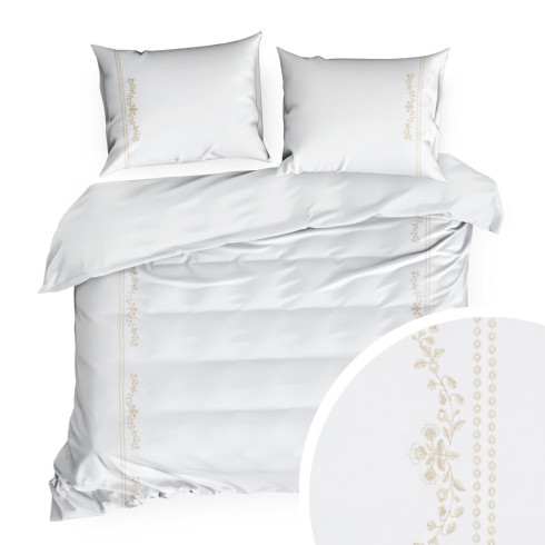 Povlečení 220x200 cm saténové bavlněné, bílé a béžové