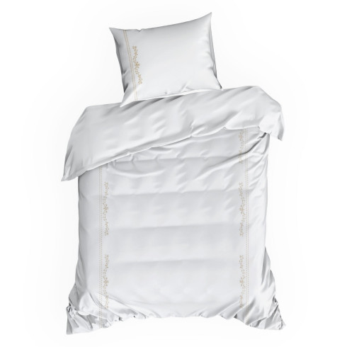 Povlečení 220x200 cm saténové bavlněné, bílé a béžové