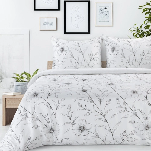 Obliečky 220x200 cm saténové bavlnené, biele a čierne