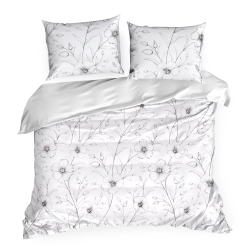 Obliečky 220x200 cm saténové bavlnené, biele a čierne