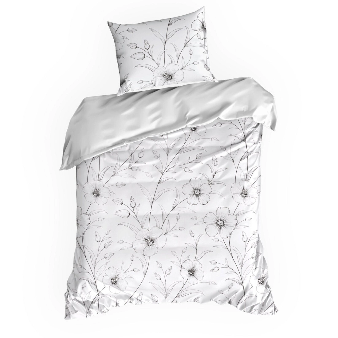 Obliečky 220x200 cm saténové bavlnené, biele a čierne