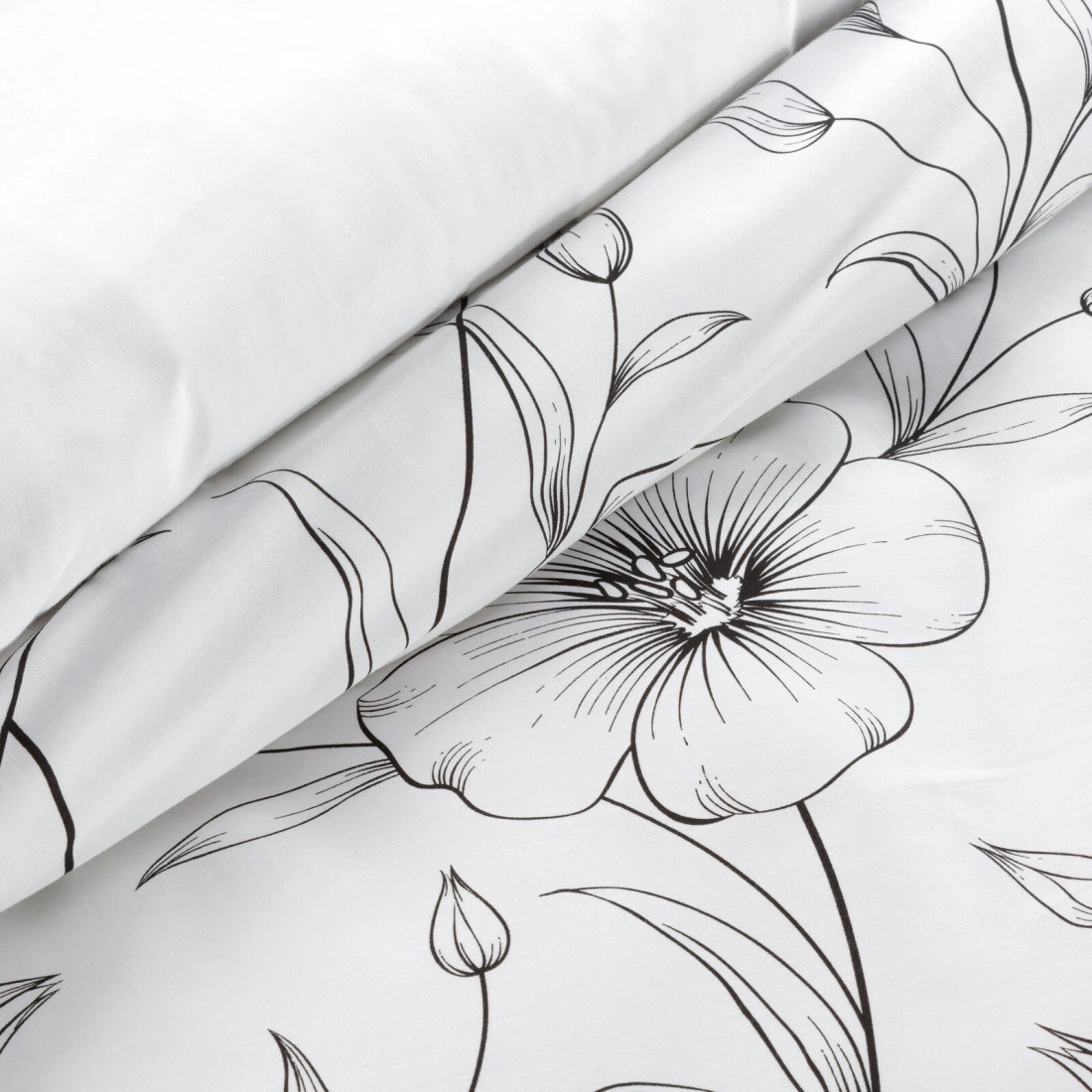 Obliečky 220x200 cm saténové bavlnené, biele a čierne