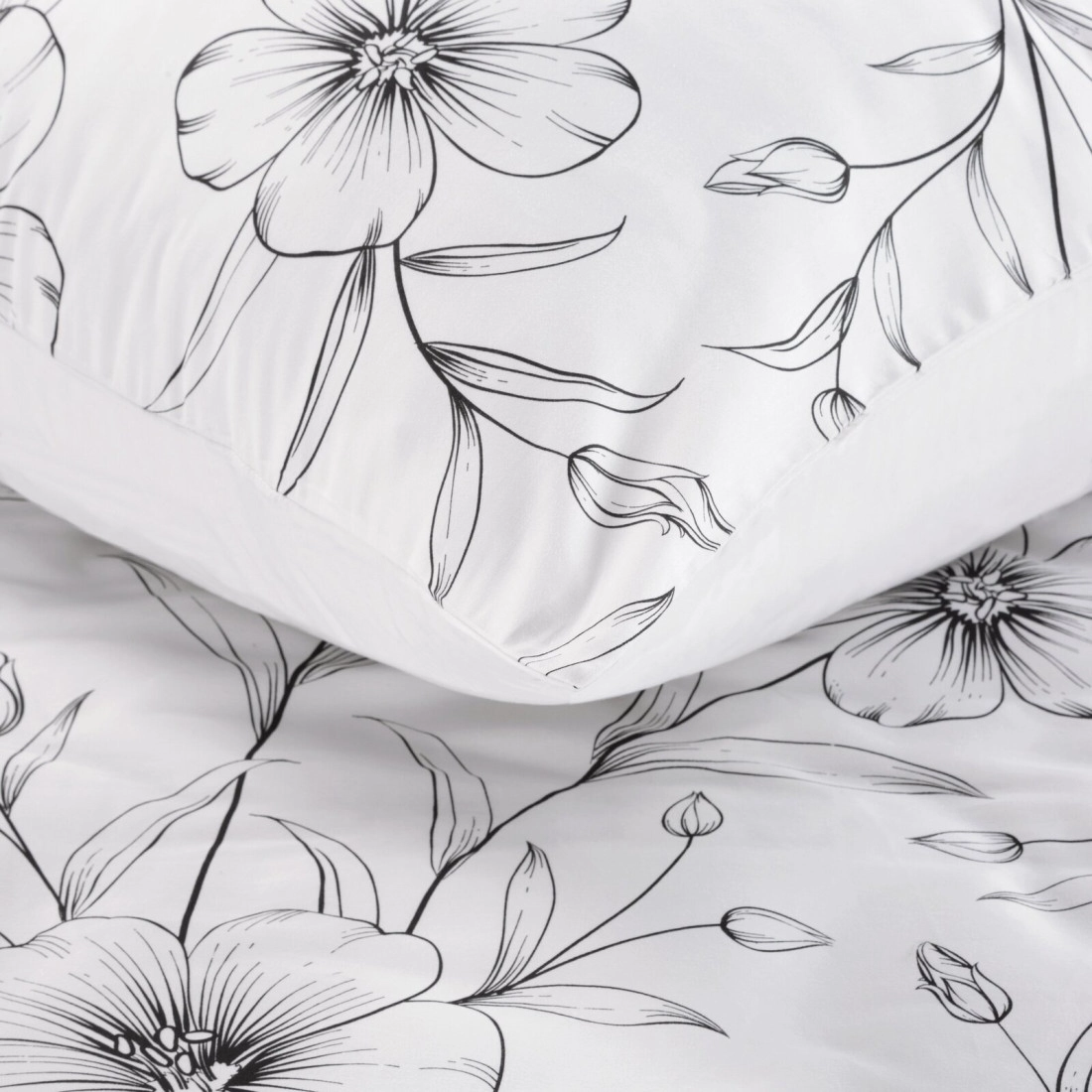 Obliečky 220x200 cm saténové bavlnené, biele a čierne