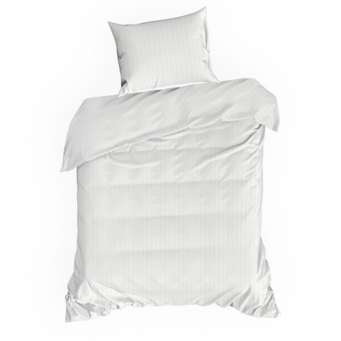 Obliečky 220x200 cm saténové bavlnené biele v jemné prúžky
