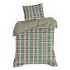 Povlečení 220x200 cm bavlněný satén, kostkované, hnědé a zelené