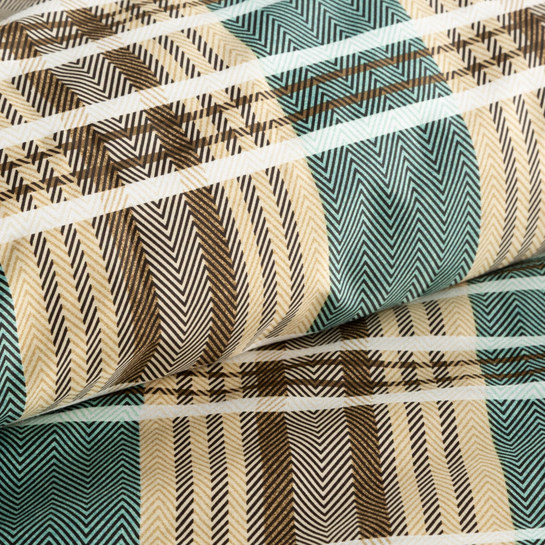 Povlečení 220x200 cm bavlněný satén, kostkované, hnědé a zelené