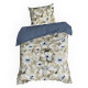 Saténové bavlněné povlečení 220x200 cm s květinovým vzorem, béžové a modré