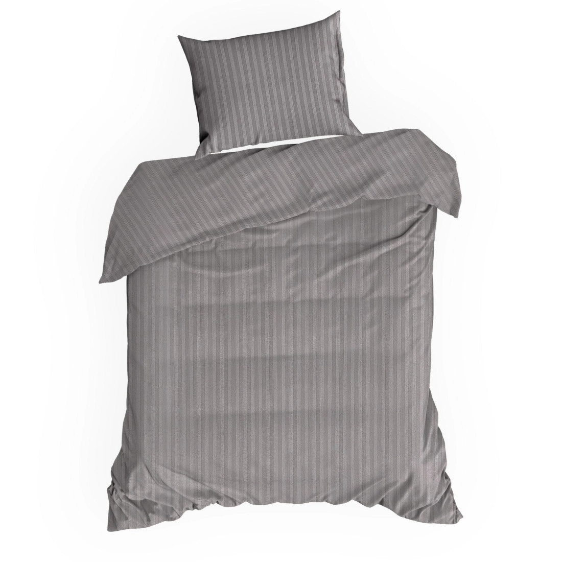 Obliečky 220x200 cm saténové bavlnené sivé s jemným prúžkovaným vzorom