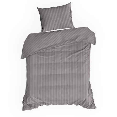 Obliečky 220x200 cm saténové bavlnené sivé s jemným prúžkovaným vzorom