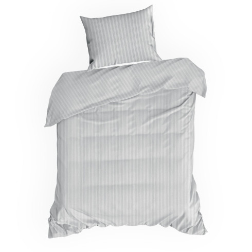 Obliečky 220x200 cm saténové bavlnené sivé s jemnými prúžkami