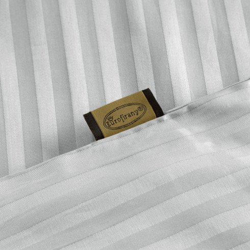 Obliečky 220x200 cm saténové bavlnené sivé s jemnými prúžkami