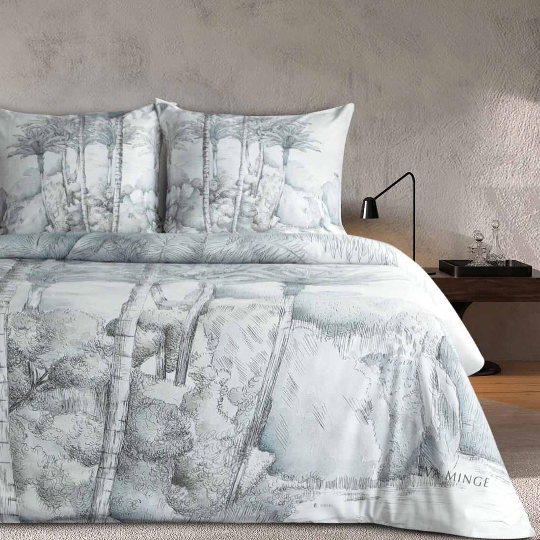 Obliečky 220x200 cm saténové bavlnené, svetlosivé a oceľovosivé