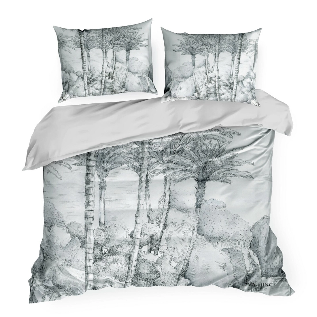 Obliečky 220x200 cm saténové bavlnené, svetlosivé a oceľovosivé