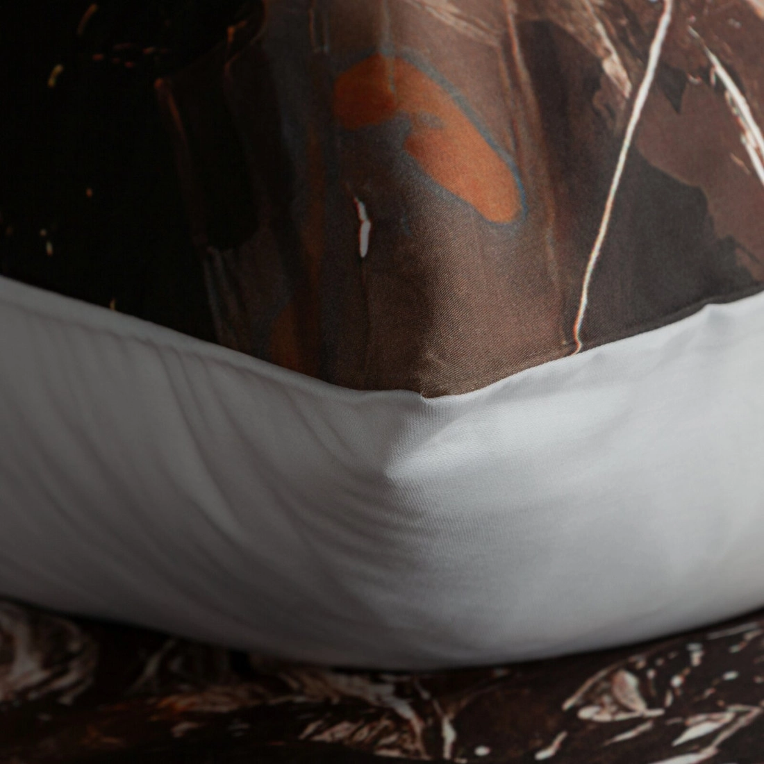 Obliečky 220x200 cm saténové kvetované, hrdzavé a svetlosivé