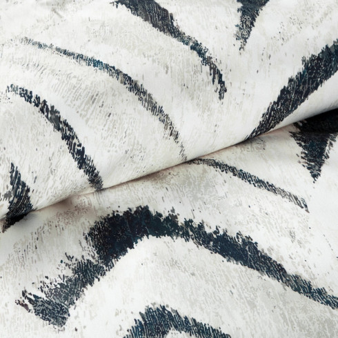 Povlečení 220x200 cm saténové s geometrickým vzorem, bílé a námořnické modré