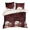 Obliečky 220x200 cm saténové s kvetinovým motívom, bordové a béžové