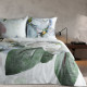Povlečení 220x200 cm saténové s květinovým vzorem, bílé a zelené