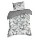 Obliečky 220x200 cm saténové s kvetinovým vzorom, strieborné a olivové