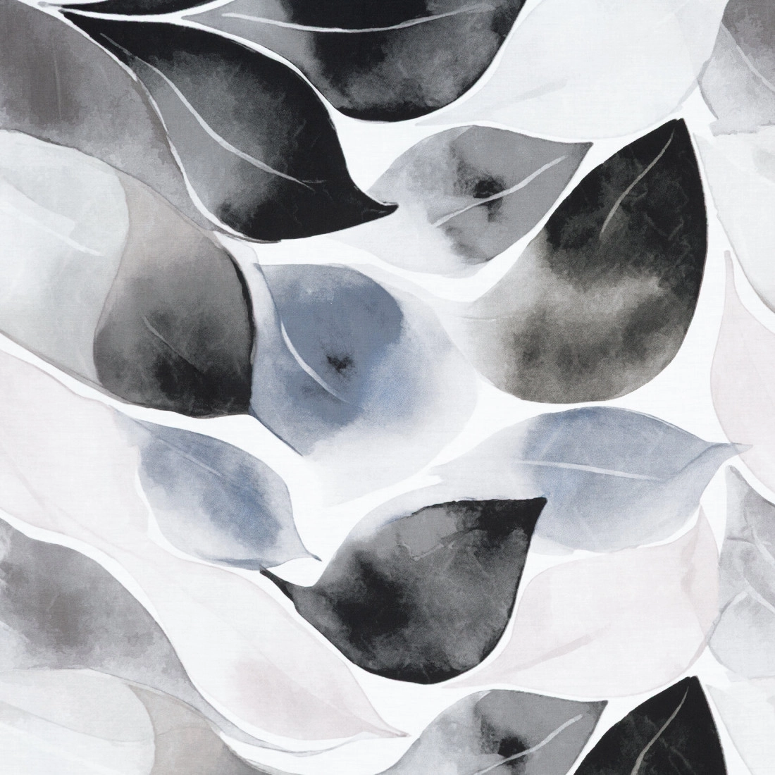 Saténové povlečení 220x200 cm s rostlinným motivem, bílé a grafitové