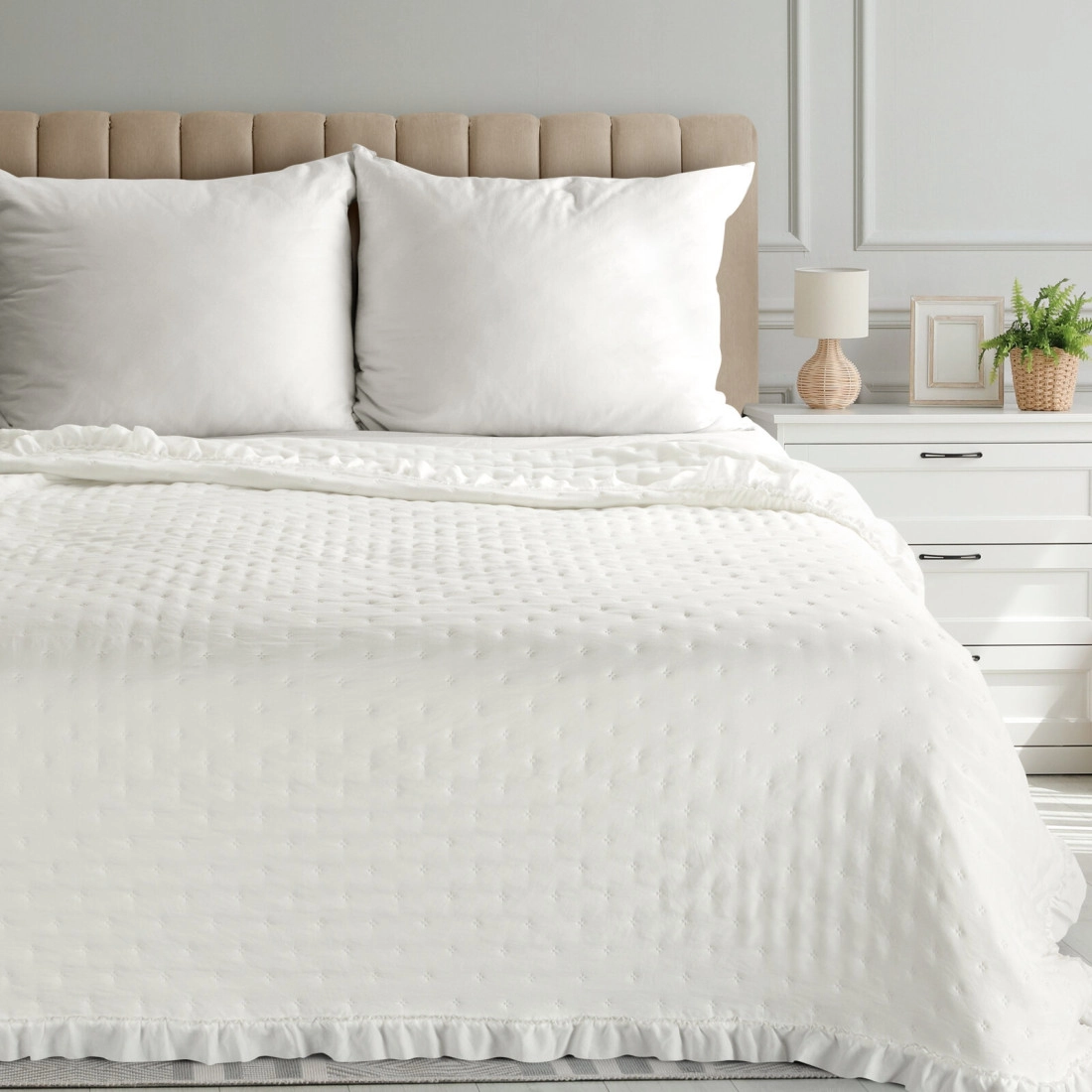 Mikrovláknový přehoz 170×210 cm, krémový