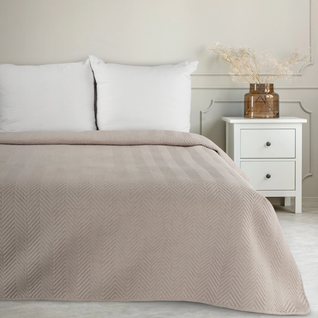 Prehoz 170x210 cm mikrovláknový s geometrickým vzorom, béžový