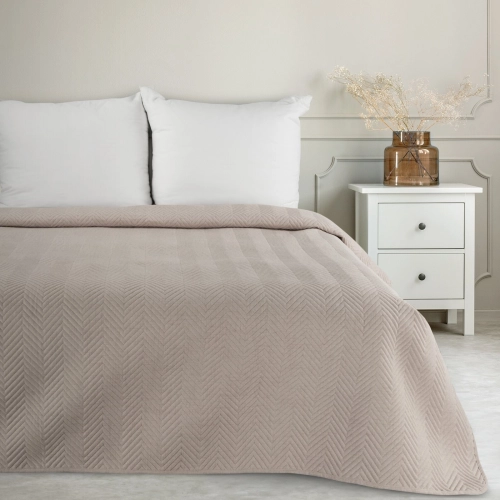 Prehoz 170x210 cm mikrovláknový s geometrickým vzorom, béžový