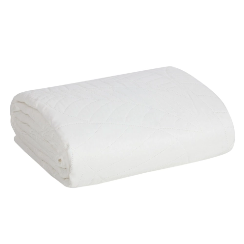 Prehoz 170x210 cm mikrovláknový s listovým vzorom, biely