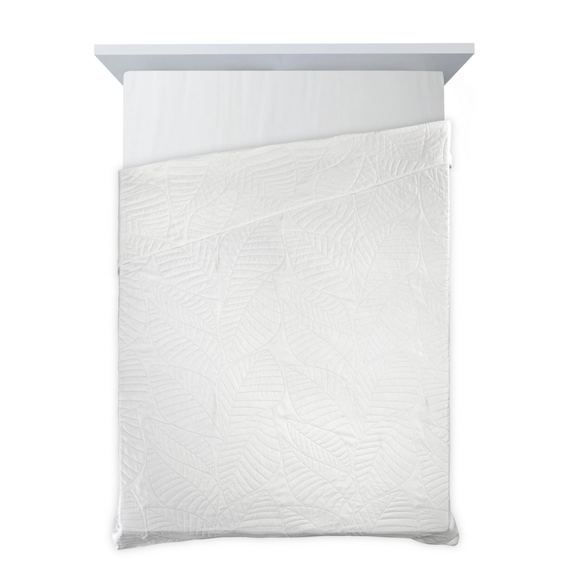 Prehoz 170x210 cm mikrovláknový s listovým vzorom, biely