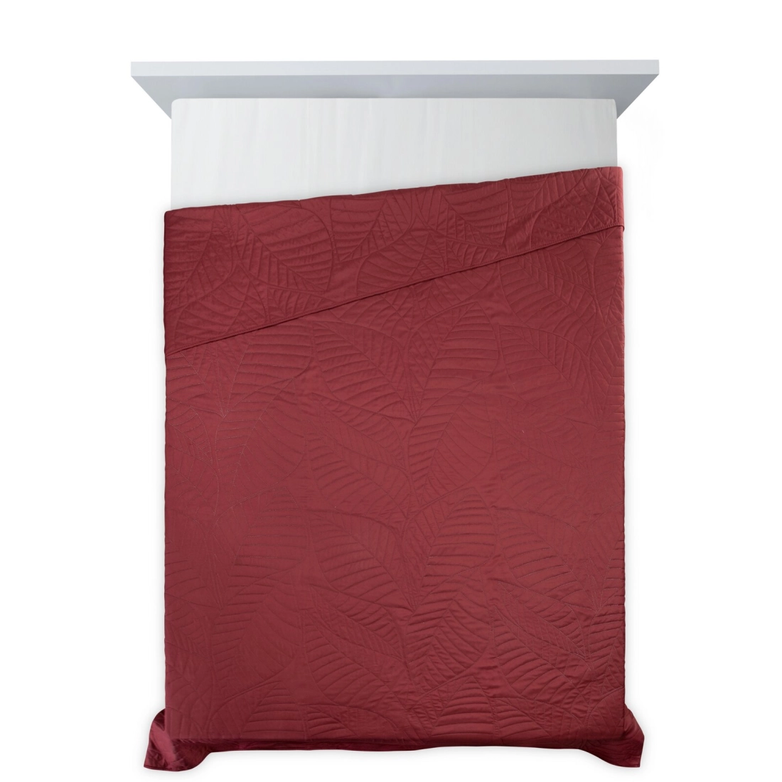 Prehoz 170x210 cm mikrovláknový s listovým vzorom, bordový