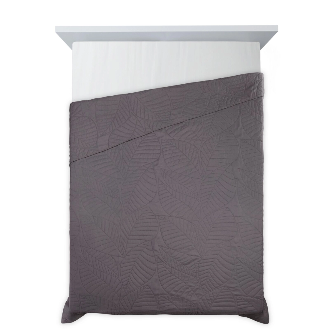 Prehoz 170x210 cm mikrovláknový s listovým vzorom, grafitový