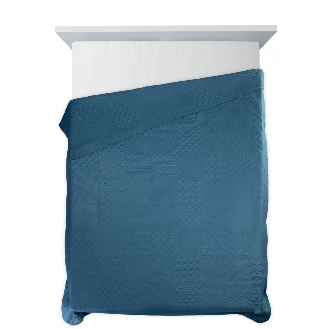 Prehoz 170x210 cm mikrovláknový s patchworkovým vzorom, tmavomodrý