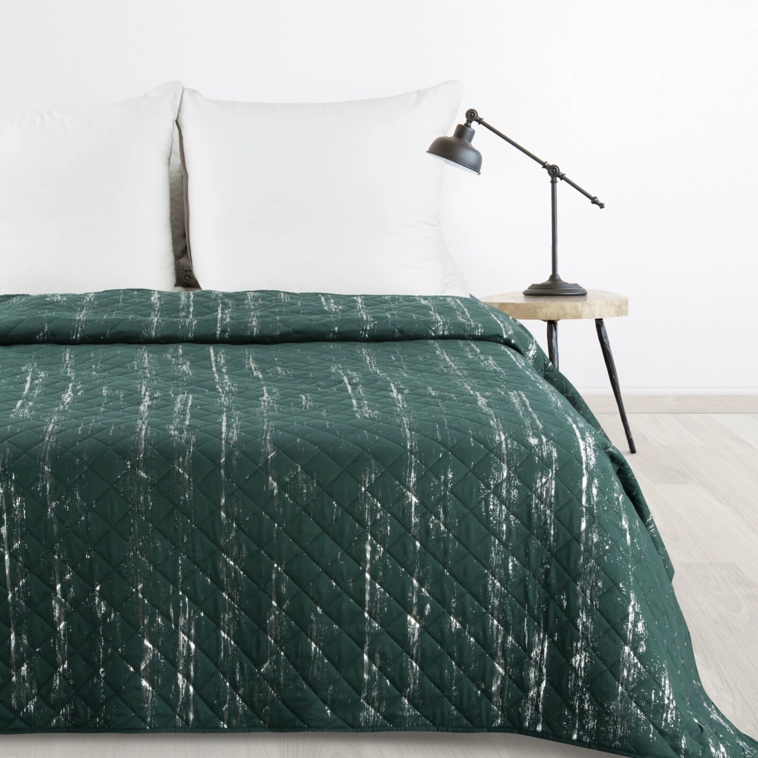 Prehoz 170x210 cm mikrovláknový, tmavozelený a strieborný