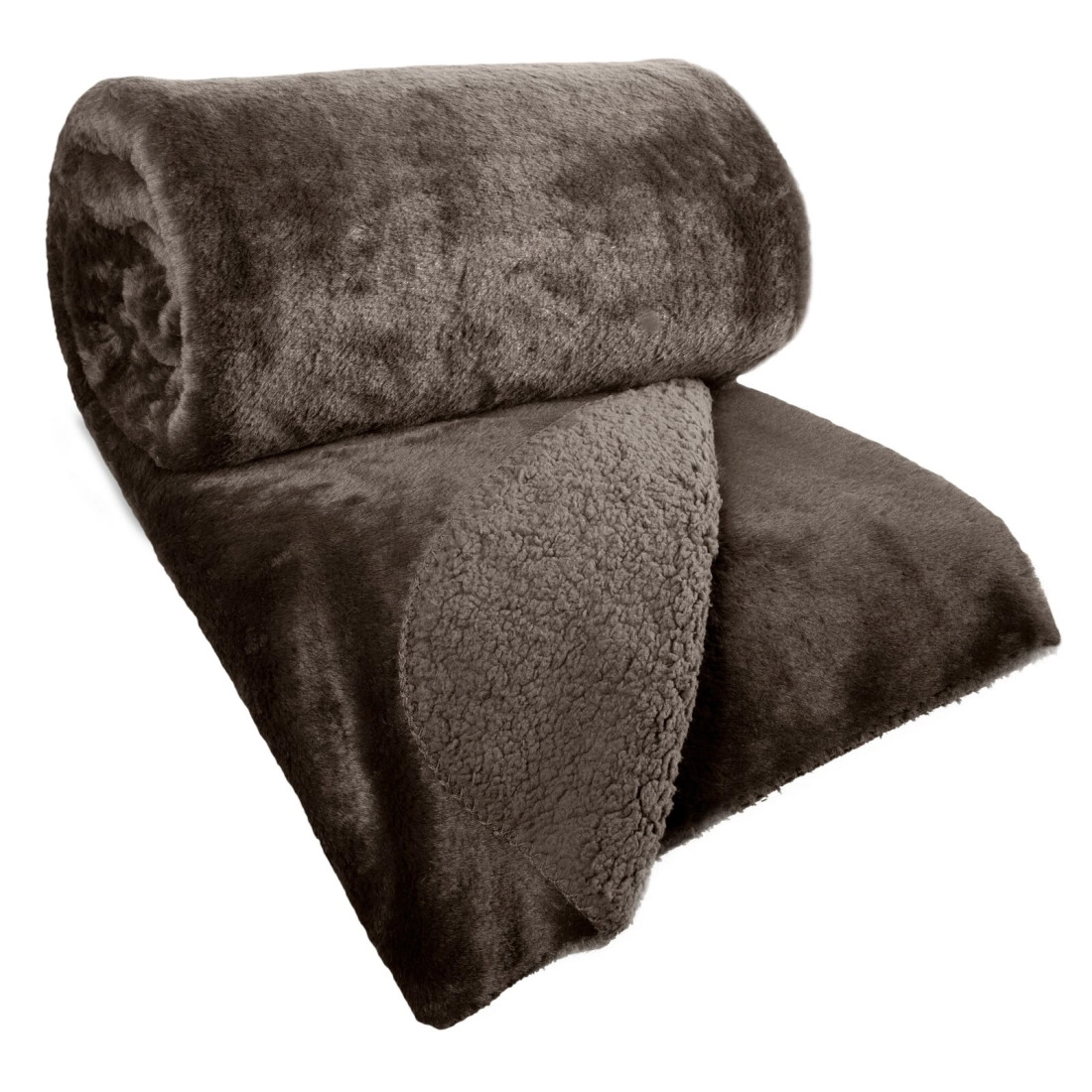 Oboustranný přehoz 170x210 cm tmavě hnědý