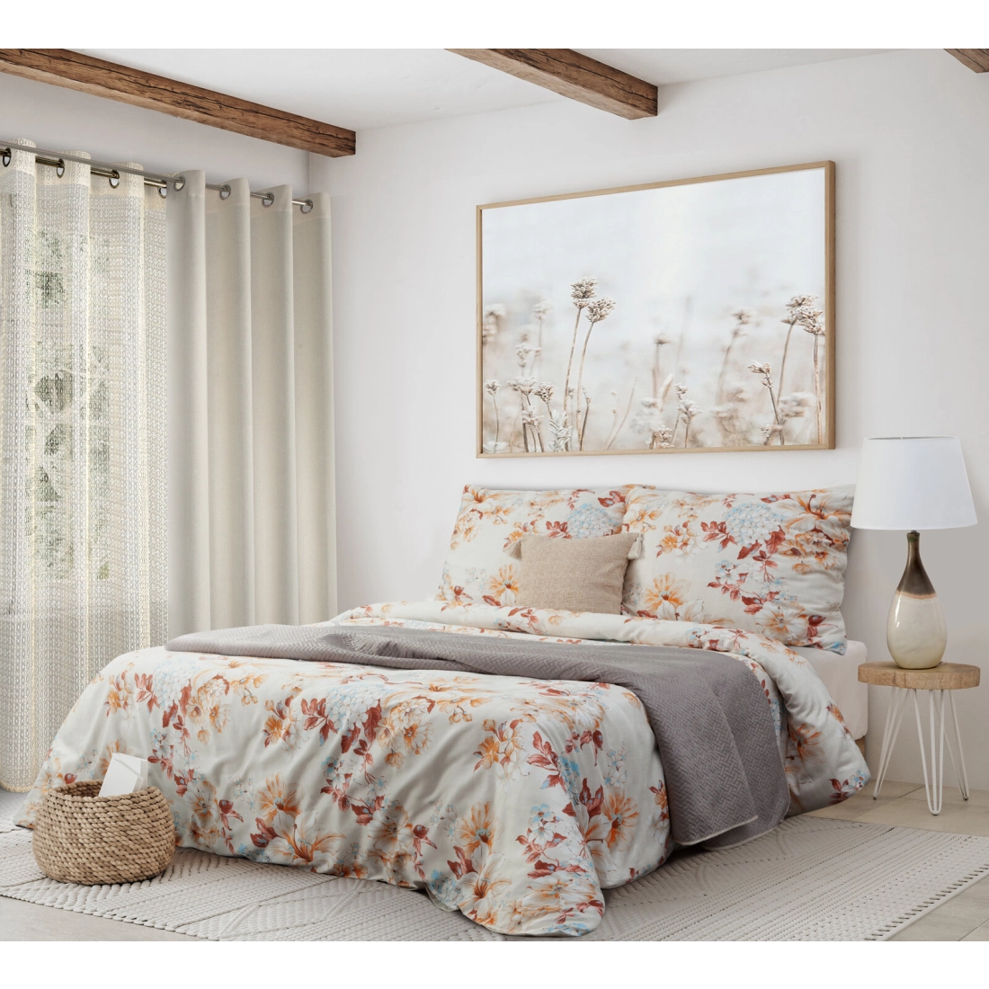 Prehoz 170x210 cm prešívaný s geometrickým vzorom, béžový