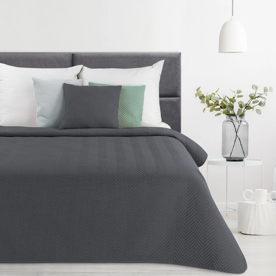 Prehoz 170x210 cm s geometrickým vzorom, grafitový