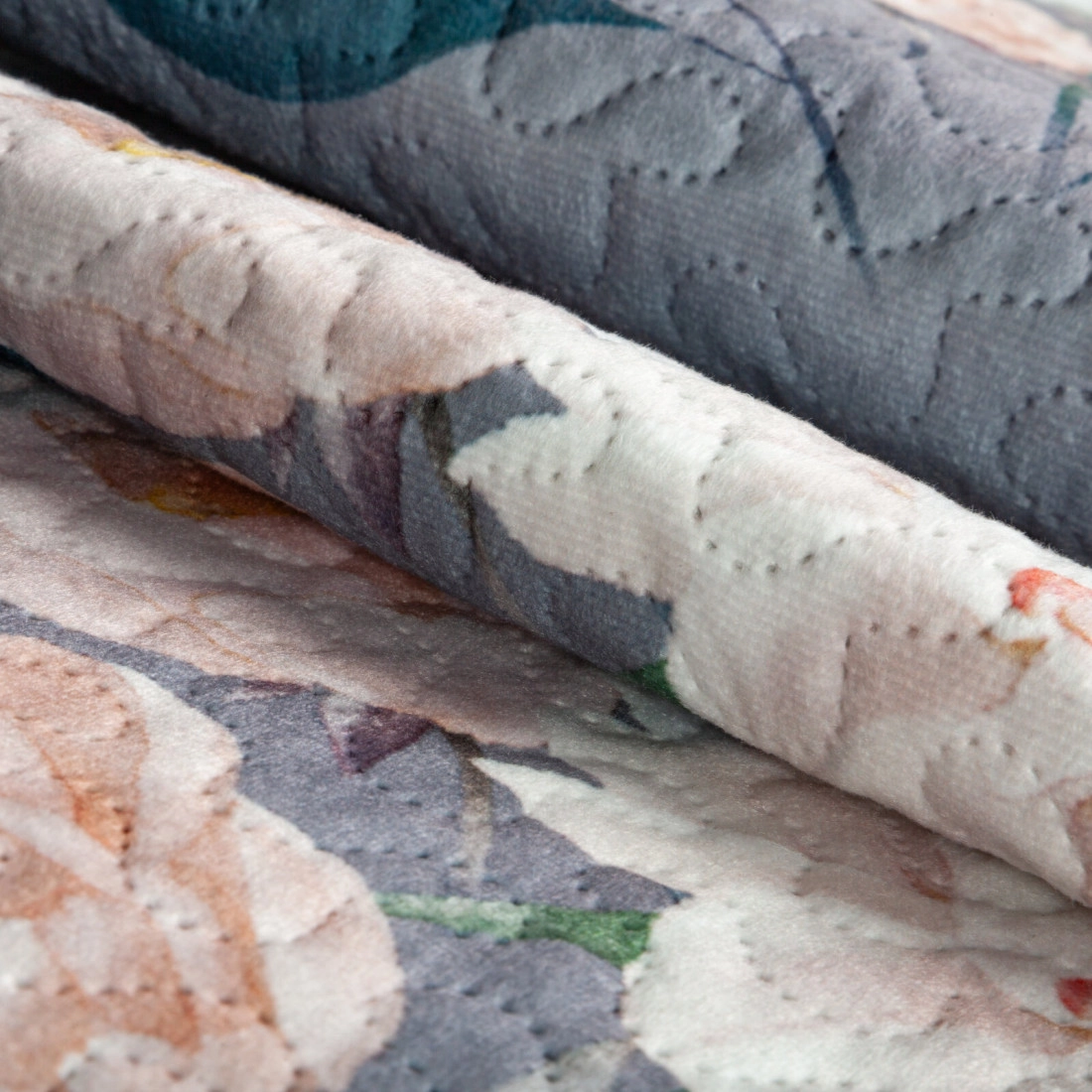 Prehoz 170x210 cm s kvetinovým vzorom, strieborný a krémový