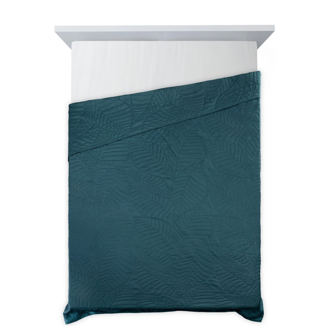 Prehoz 170x210 cm s listovým vzorom, tmavotyrkysový