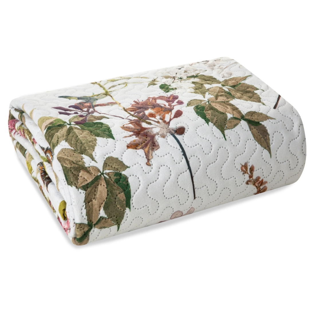 Prehoz 170x210 cm s motívom kvetov, biely a zelený