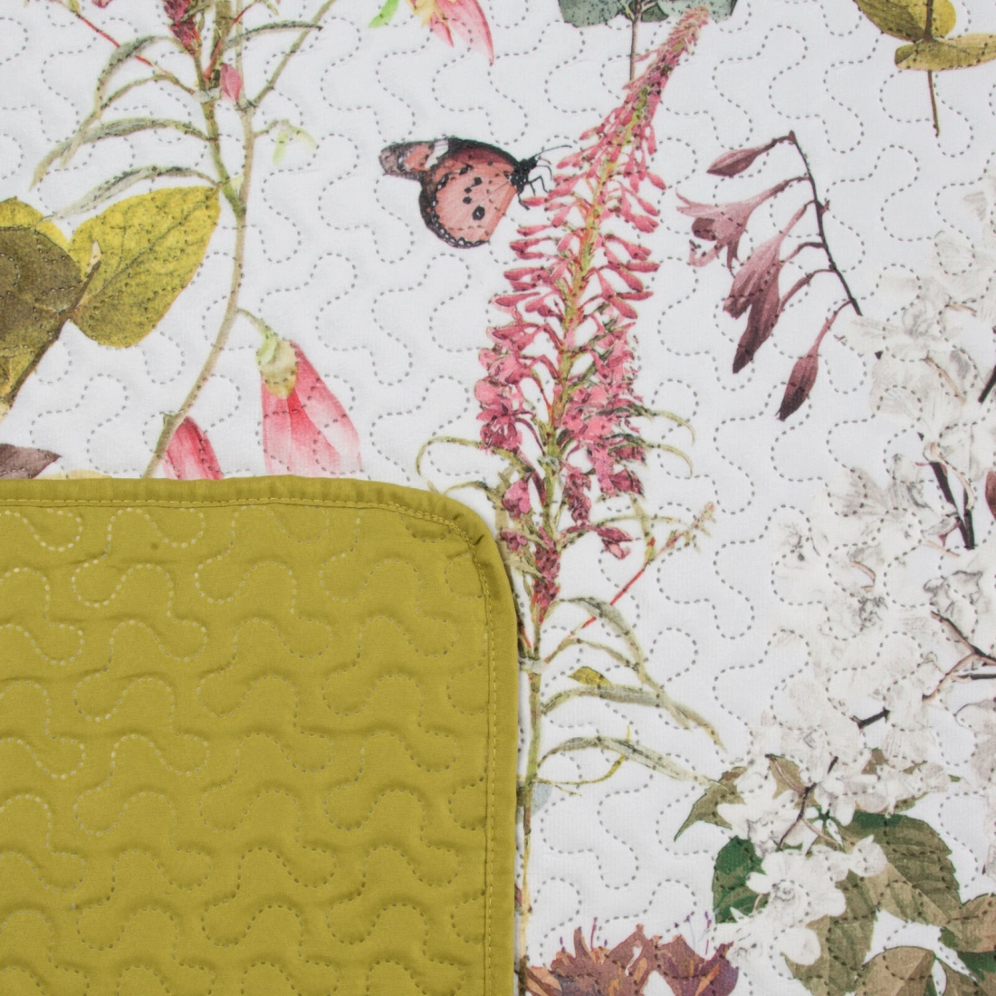 Prehoz 170x210 cm s motívom kvetov, biely a zelený