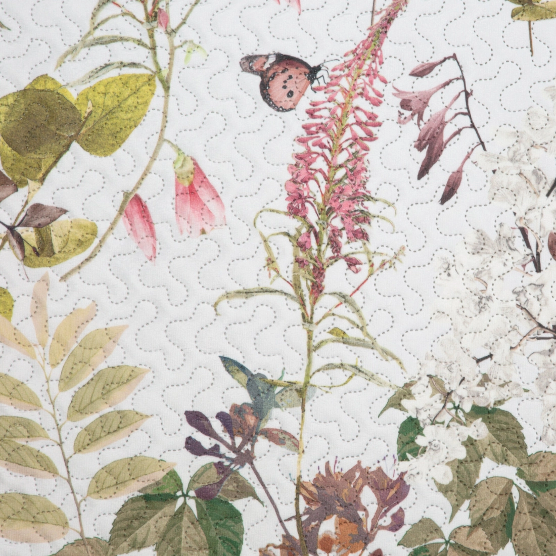 Prehoz 170x210 cm s motívom kvetov, biely a zelený