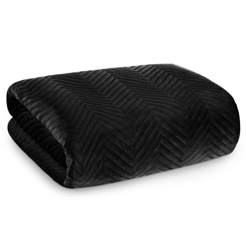 Prehoz 170x210 cm s motívom rybej kosti, čierny