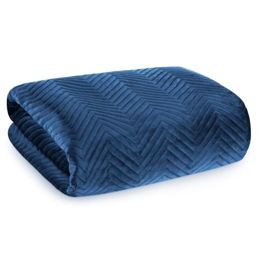 Prehoz 170x210 cm s motívom rybej kosti, tmavomodrý