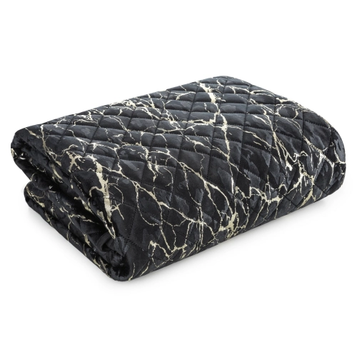 Prehoz 170x210 cm s mramorovým vzorom, čierny a zlatý