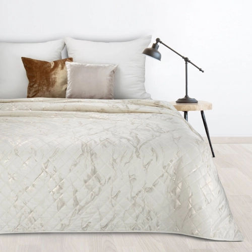 Prehoz 170x210 cm s mramorovým vzorom, krémový a zlatý