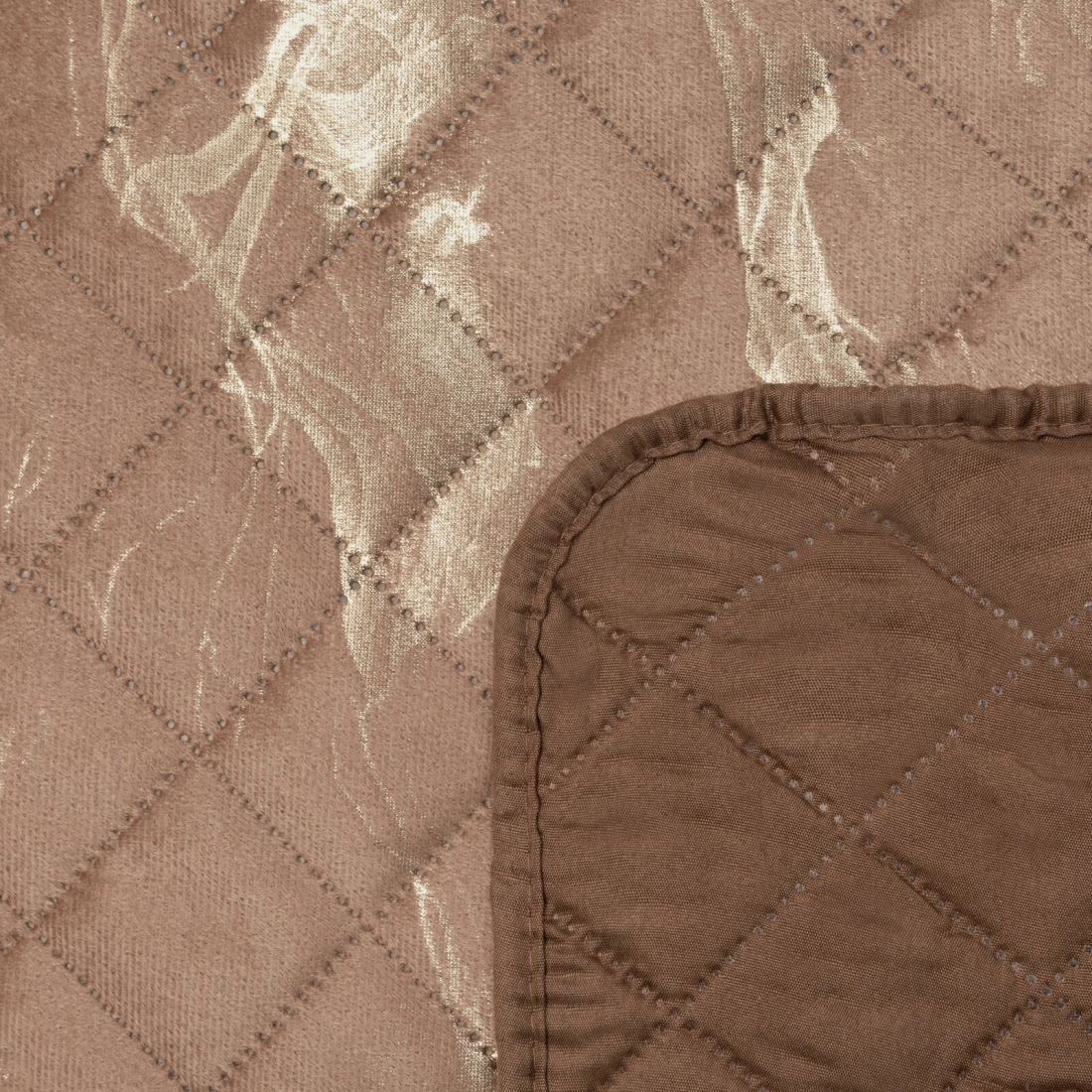 Prehoz 170x210 cm s mramorovým vzorom, svetlohnedý a zlatý