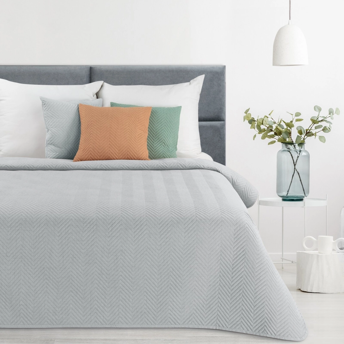 Prehoz 170x210 cm so vzorom rybej kosti, strieborný