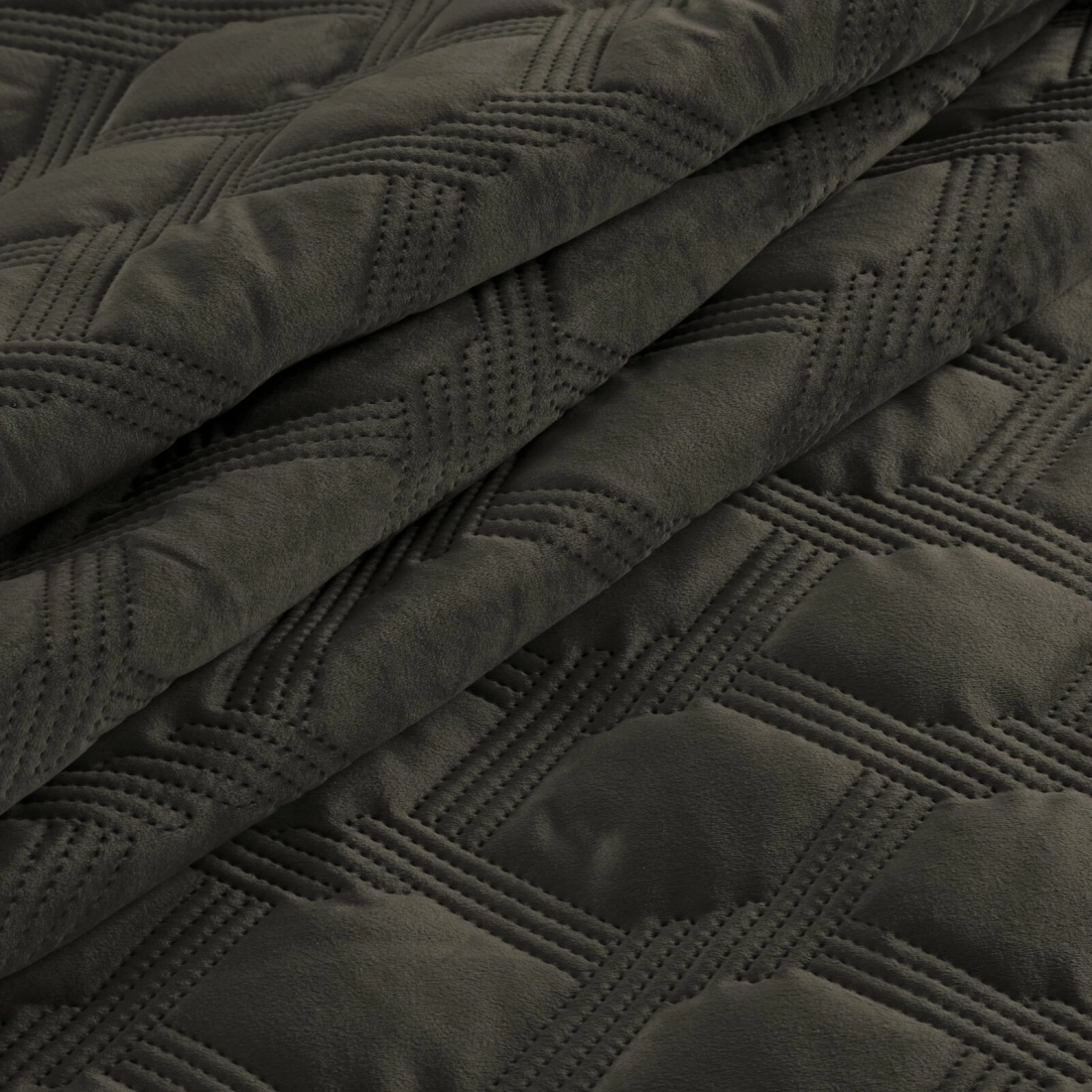 Prehoz 170x210 cm velúrový s geometrickým vzorom, tmavohnedý