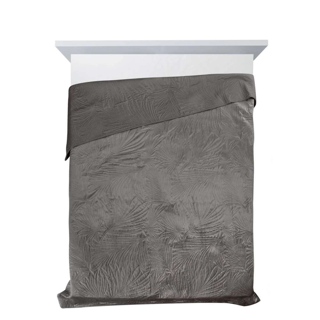 Prehoz 170x210 cm velúrový s listovým vzorom, grafitový