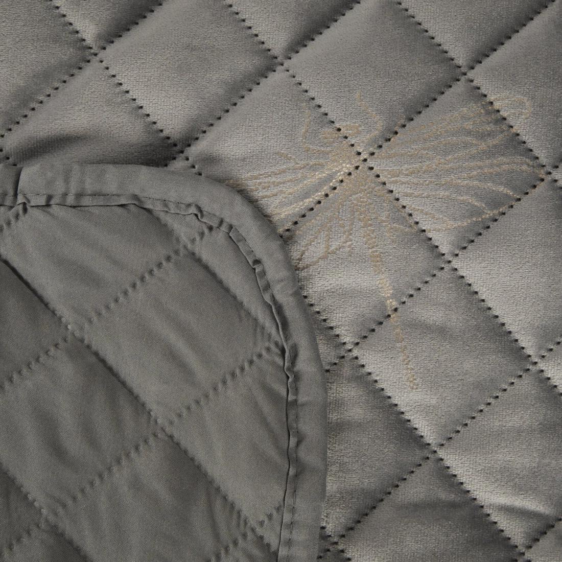 Prehoz 170x210 cm velúrový so vzorom vážky, strieborný a zlatý